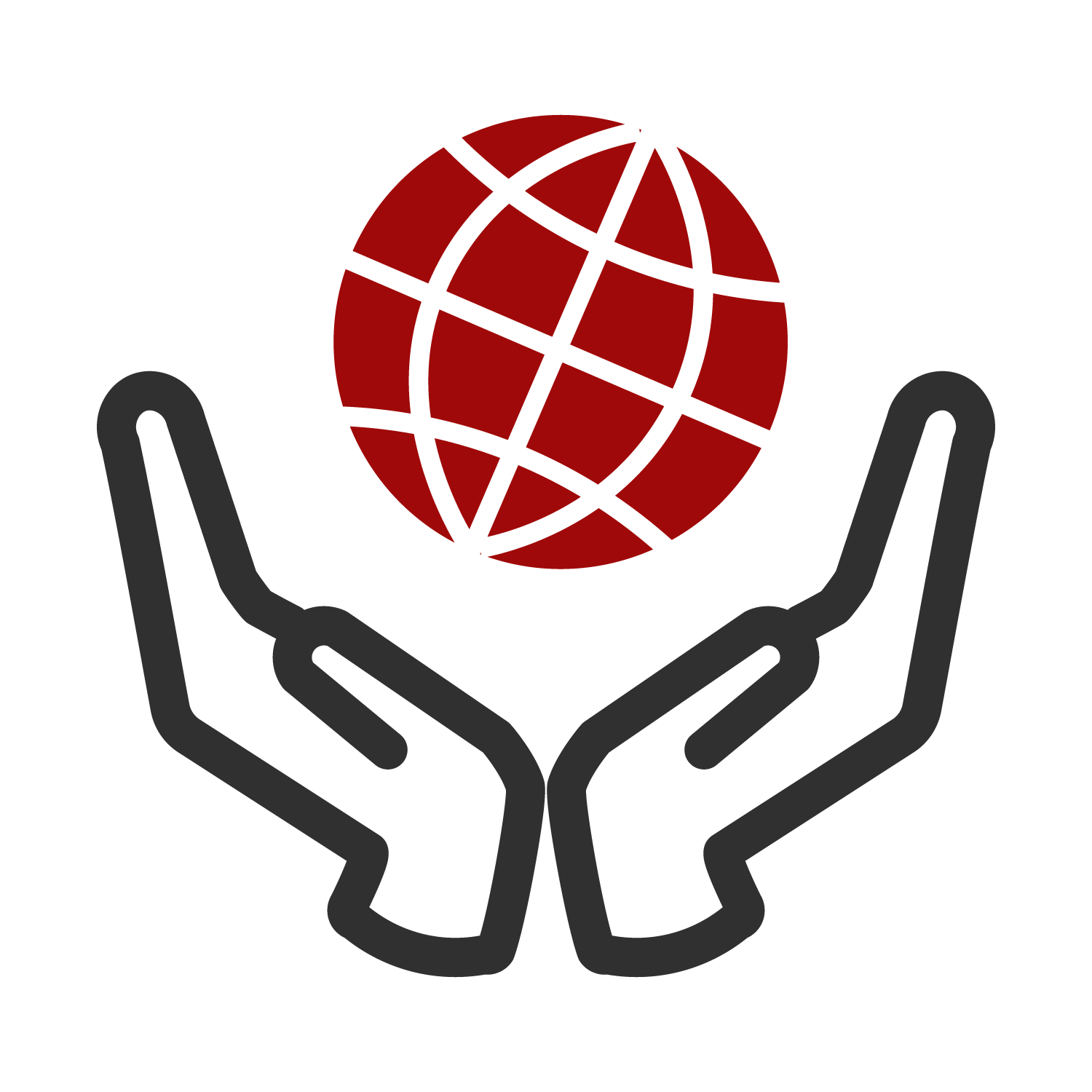 手のうえにネットワークを表した球体があるイラスト