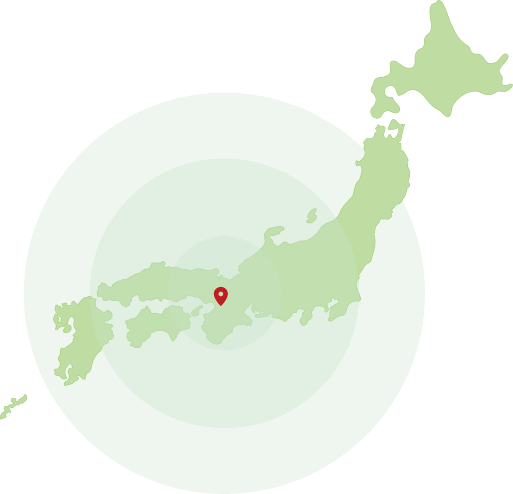 大阪にピンが刺さった日本地図